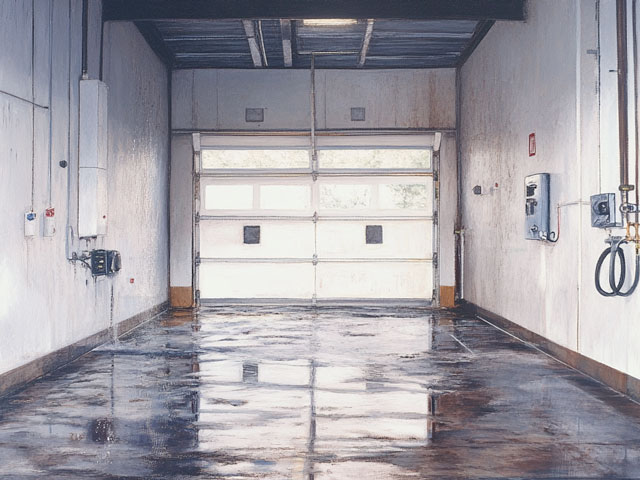 Empty car wash bay ready to wash the next vehicle