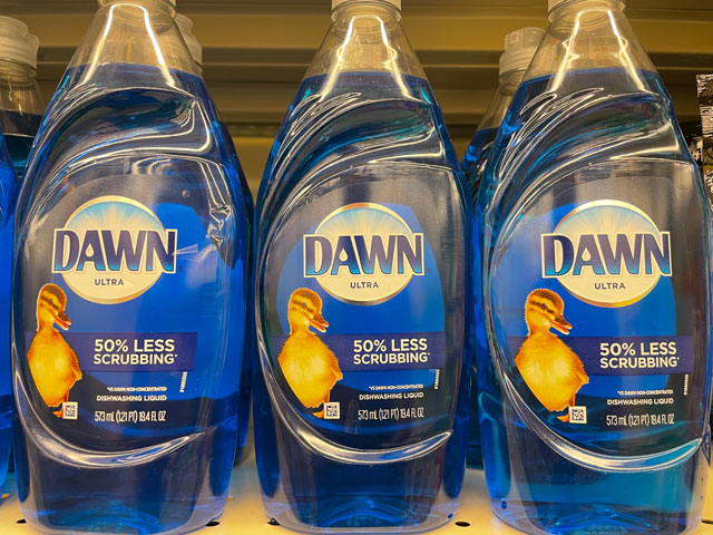 Three bottles of Dawn Dish Soap